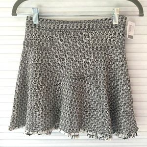 Free People White and Black Pattern Skirt with Fringe Bottom Size 0